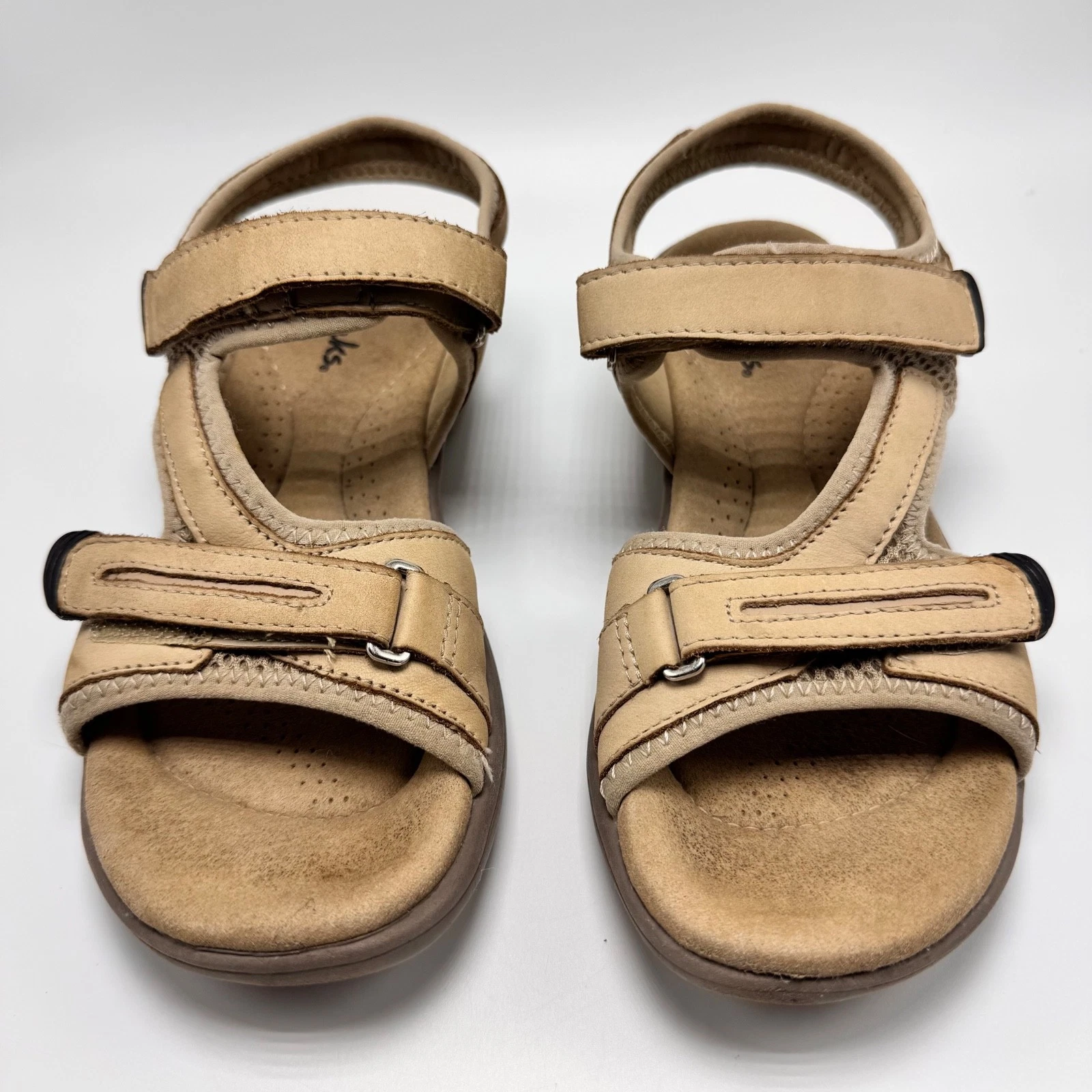 Sandali Clarks donna beige 81938 pelle gancio e passante slingback taglia 7 M