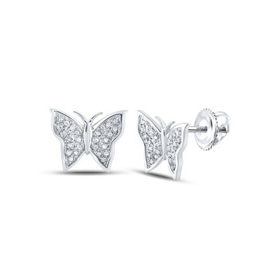 Ohrstecker 0,14 kt natürlicher Diamant Schmetterling 10 kt Weißgold