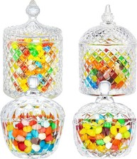 Glass Candy Dish with Lid Set of 4 Crystal Glass Candy Jar Jewelry Box Dappen Di