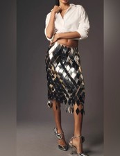NWT Anthropologie Maeve Diamond Paillette Midi Skirt Size XS/XXS