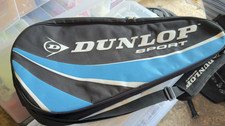 Used Dunlop Sport Racket Bag Black Blue Shoulder Strap Zip Carry Case