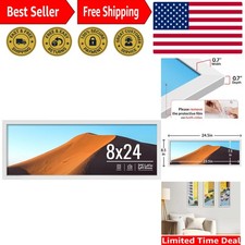 Elegant 8x24 White Picture Frame with HD Plexiglass - Versatile Display Option
