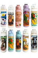 Italian Brainrot 750ml Water Bottle with Straw &ndash; Multiple Character Designs