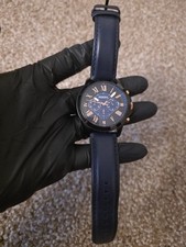 Fossil Grant Chronograph Men's Watch Black/Blue Dial, Blue Leather Strap, FS5061