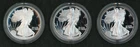 American Eagle 1oz Silver Proof Coins Lot of 3 Encased no Box/COA