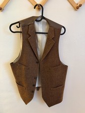 Ralph Lauren Mens Brown Wool Tweed  Silk Backing Vest Small