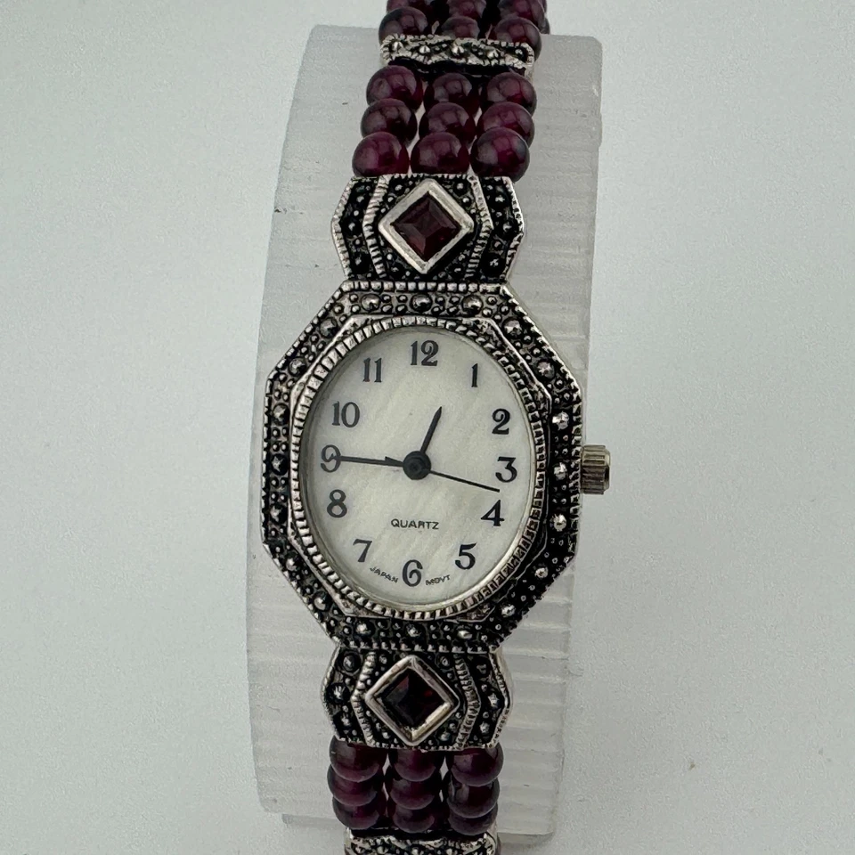 Reloj de cuarzo vintage Avon para mujer plateado bisel ornamentado Japón Movt batería nueva 6,5" Foto 2 de 4