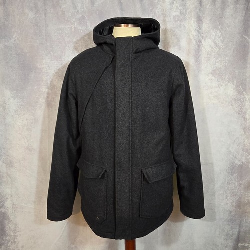 Volcom Gray Woolies Jacket Zip Pea Coat w/ Hood Fully Lined Collegiate LARGE