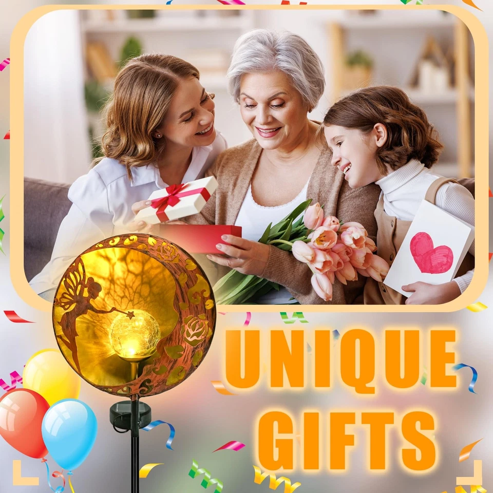 Luz Solar Jardín Hada, Estatua Decorativa Exterior, Estaca Estrella Luna, Metal S... Foto 2 de 4