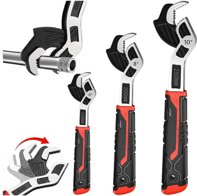 6  8  10  Multi-Function Self-Locking Pipe Wrench Set, Chromium Vanadium Steel,P