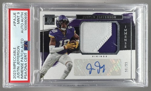 Justin Jefferson 2023 Panini Impeccable Immense Patch Autos Auto /99 PSA 9