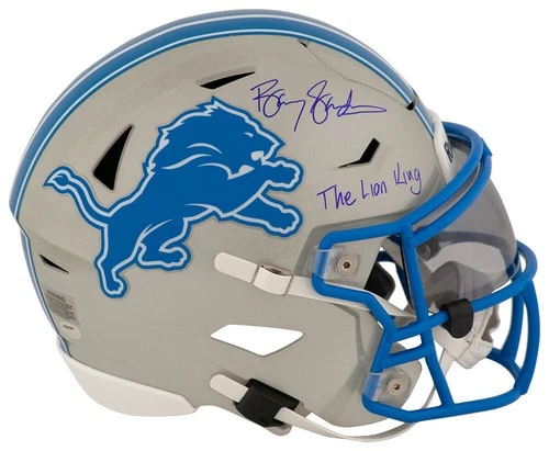 Barry Sanders Signed Lions Mid-Size SpeedFlex Helmet w/Lion King - SCHWARTZ COA