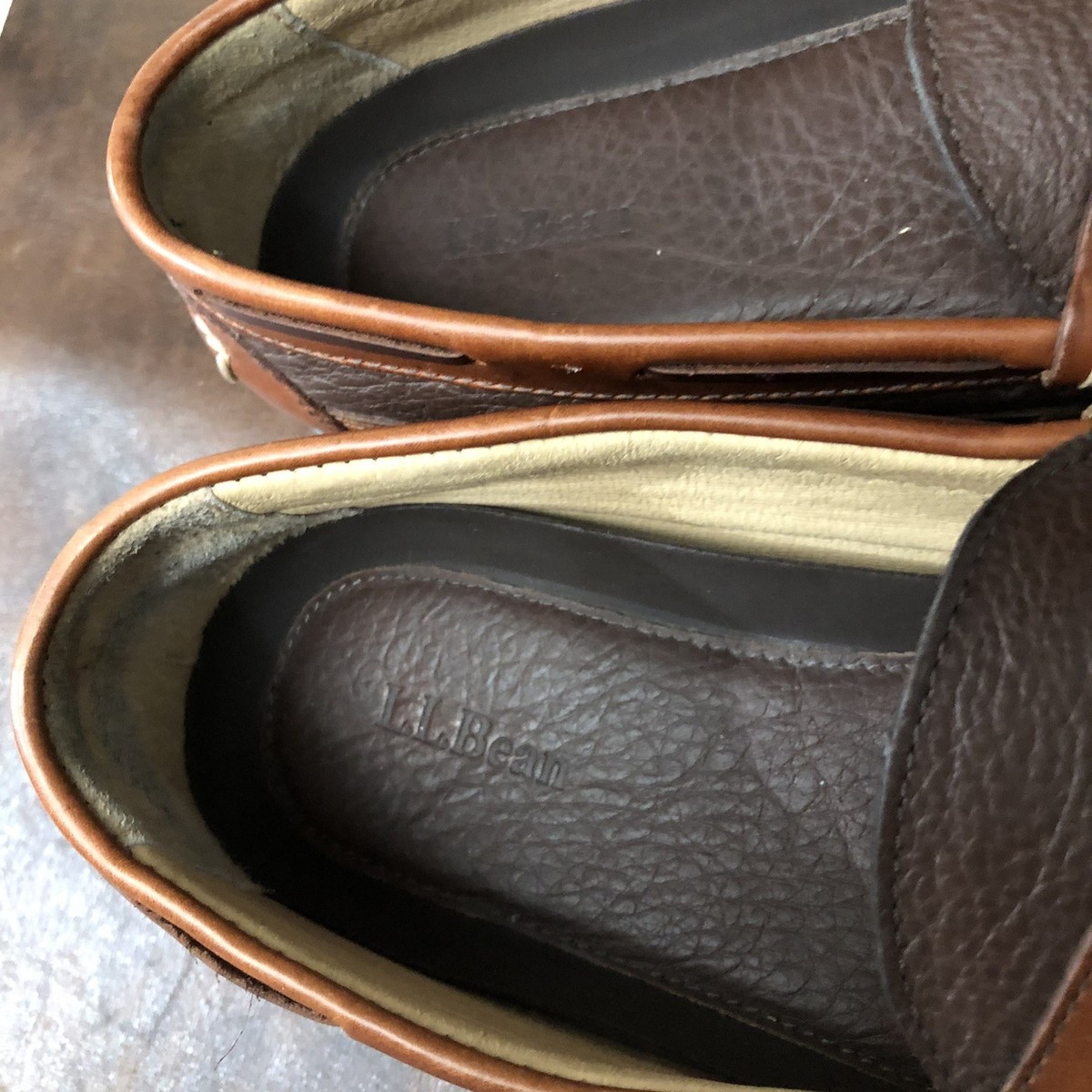 LL Bean Allagash Hand Sewn Bison Leather Penny Loafer 244478 Men\'s Sz 9 EE L.L. Bean Allagash Bison Handsewn Leather Penny Loafer  main image 4