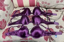 3 Marks & Spencer Silk Rich Padded Underwired Bras, 34D, BNWOT, Satin Feel