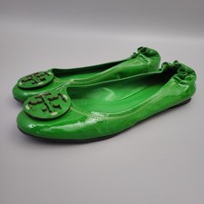 Tory Burch Green Patent Leather Minnie Ballet Flats 8 M