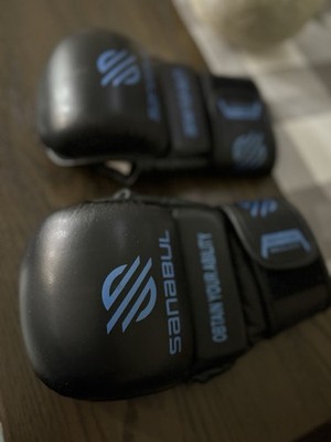Sanabul Grappling Gloves MMA Martial Arts Black Blue Large Size L Training
