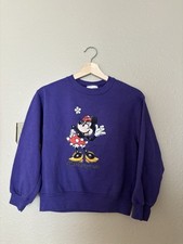 Vintage 90s Minnie Mouse Girls Sweatshirt Purple Disney World Pullover Youth M