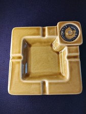 University Of Idaho Cigar Ashtray Campuscrest Yellow Glaze Ceramic Vintage