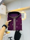 Men's Thai Silk Kurta Pajama Set With Lucknowi Work Indian Wedding Party Wear