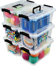Plastic Storage Bins with Lids 6 Pack Storage Organizer, 7 Quart Stackable Stora
