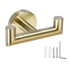 Double Towel Hook, Stainless Steel Coat Hook, Robe Hooks Brushed Gold