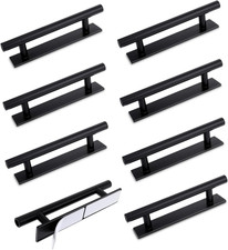 8-Pack Adhesive Cabinet Handles, No-Drill Self-Stick Drawer Pulls Black