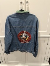 Vintage Warner Bros 1996 Looney Tunes Denim Jacket XL plaid interior.
