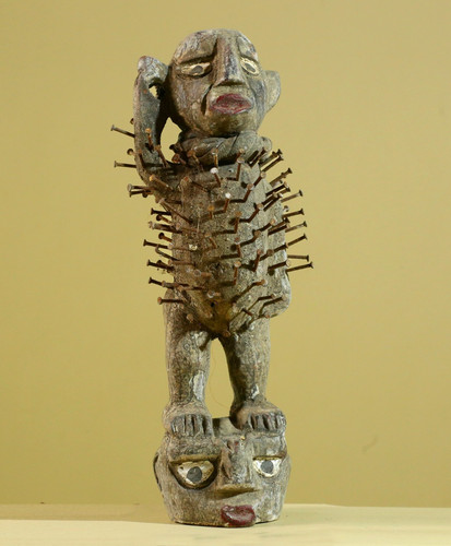 African Nail Fetish Statue Nkisi Nkondi Power Figure Kongo Sculpture Triba-G6358