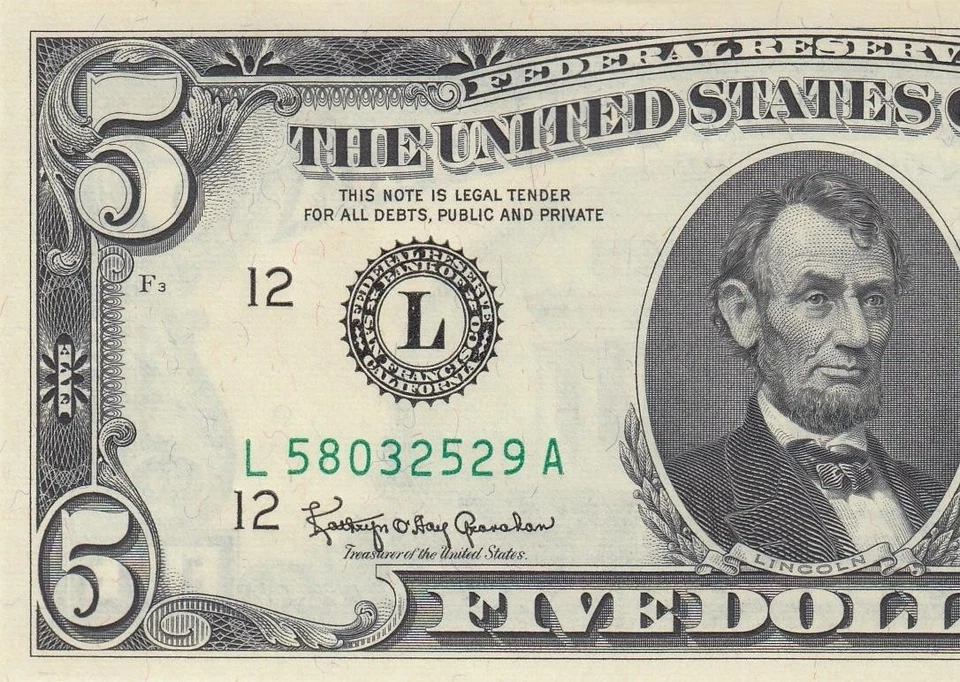1963-A FEDERAL RESERVE NOTE "SAN FRANCISCO" $5 (( GEM UNC )) - Image 2 of 4