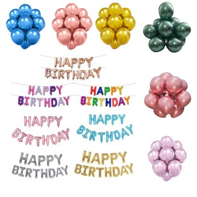 50pcs 12'' Multicolor Latex Metallic Balloons Foil Letter Balloon for Party Décor