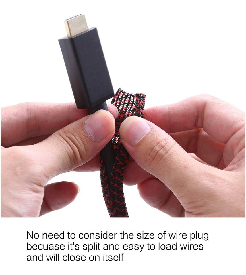 Tubo de telar de cable dividido Alex Tech 25 pies 1/4" negro/rojo apto para mascotas Foto 2 de 4