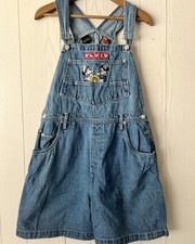 Mickey Unlimited Jerry Leigh Bib Overalls Shorts L Denim Disney Minnie Cruise