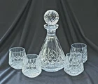 Vintage WATERFORD Crystal Lismore Roly Poly Decanter & 4 Glasses