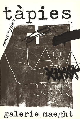 ANTONI TAPIES Monotypes 29'' x 19.5'' Lithograph 1974 Abstract Expressionist Brown