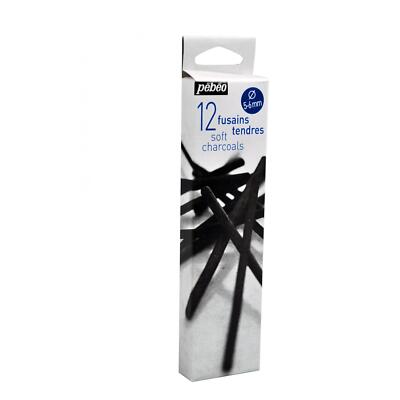 Pebeo Soft Kohle Sticks 12er Set | 5-6 mm Künstler Zeichnen Skizzieren Kohle