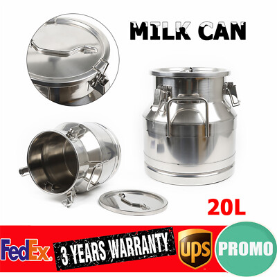 20L 5Gallon Stainless Steel Milk Can Wine Pail Bucket Tote Jug Rice Storage Seal