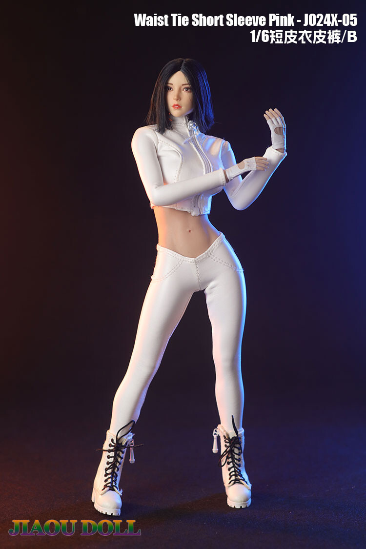 Chaqueta y pantalones de cuero blanco 1/6 ropa para figura de acción 12" mujer PH TBL cuerpo