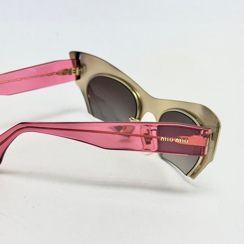 Gafas de sol MIU MIU RASOIR 53O ojos de gato cepilladas en oro rosa espejado sin montura MU53OS - Imagen 3 de 11