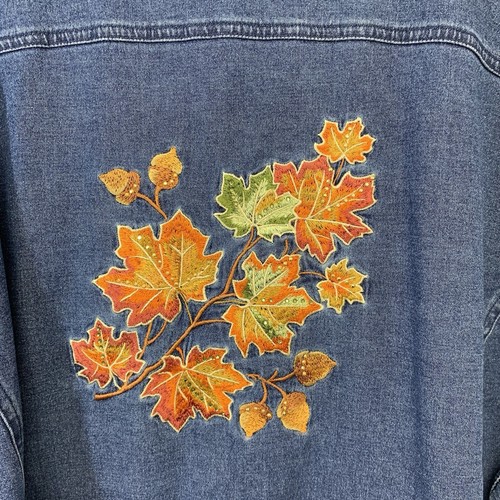 Quacker Factory Denim Jacket Woman 3X Embroidered Pockets Button Front Western - Picture 5 of 12