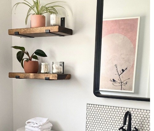Custom Wood Floating Shelves With brackets - 2 Shelves - Picture 2 of 3