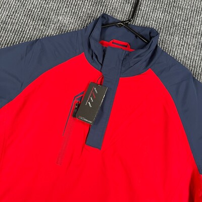 Bobby Jones Jacket Mens Large Red Long Sleeve 1/4 Zip Golf Windbreaker New
