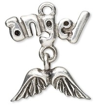 2 Antiqued Pewter 18x18mm ANGEL  Wings Charms 