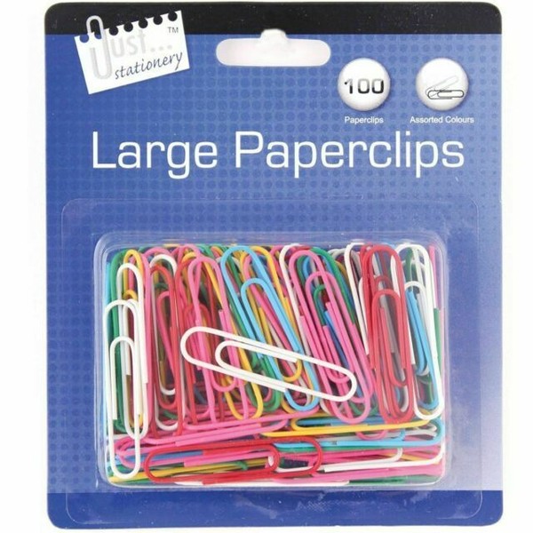 100 Large Coloured Paper Clips Jumbo Office School Home Stationery Art