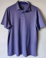Champion Men's Polo Shirt Short Sleeve Collar Purple Size Large Snap Closure