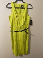 New NWT Vince Camuto Yellow Sulphur Springs Belted A-Line Midi Dress Size 6