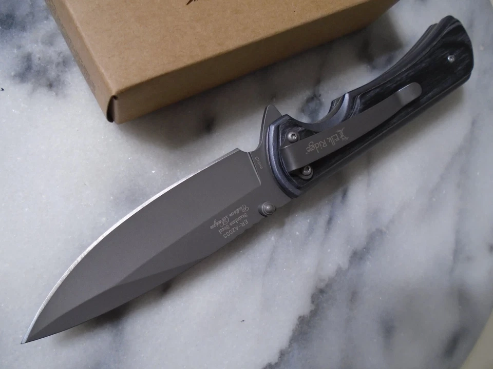 Elk Ridge 定制辅助开放灰色口袋刀花式木质文件夹 ER-A2003GY — 第 2/4 张图片