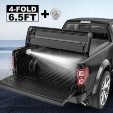 6.5ft Bed Truck Tonneau Cover For Chevy Silverado Gmc Sierra Soft 4-fold Lamp