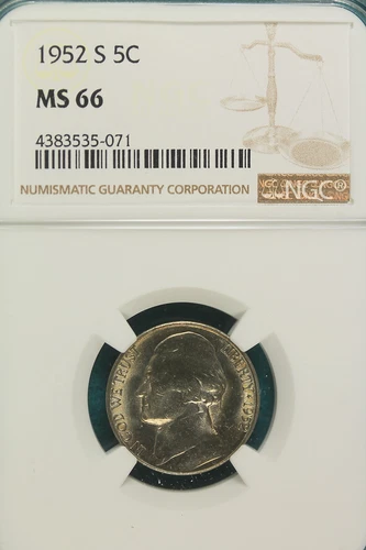 1952-S NGC MS66 Jefferson Nickel!! #A5516*
