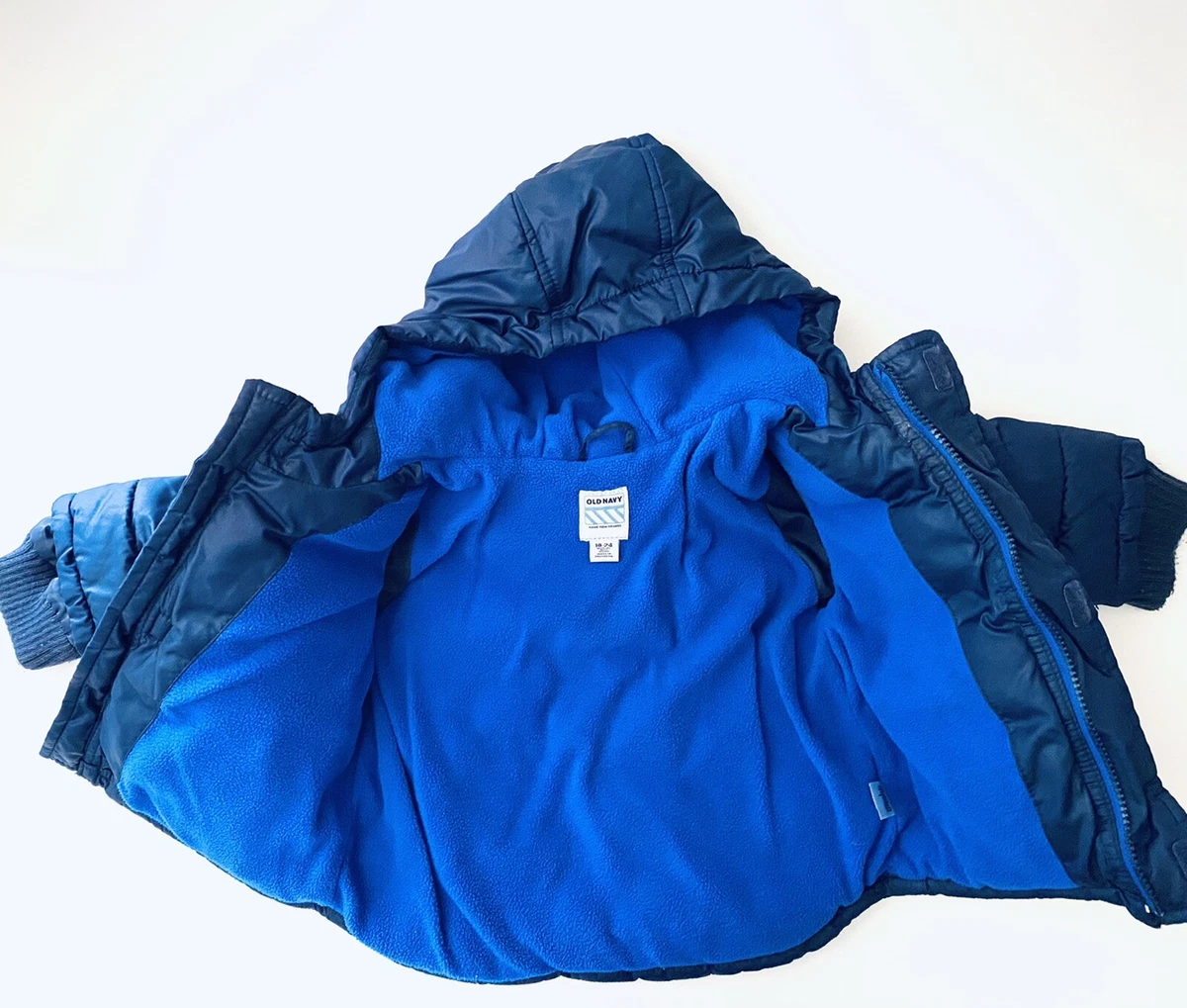 Old Navy Baby Boy Blue Puffer Jacket with Hood Size 18 24