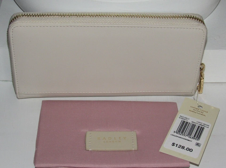 Cartera sin asas Radley London BEACH PARAGUAS grande con cremallera alrededor beige claro nueva con etiquetas $128 Foto 2 de 3